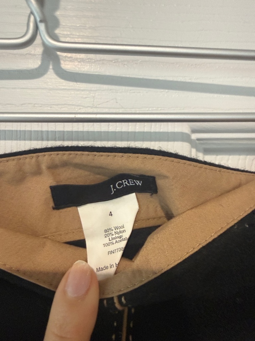 J. Crew Black Wool Skirt with Contrast Tan Stitching